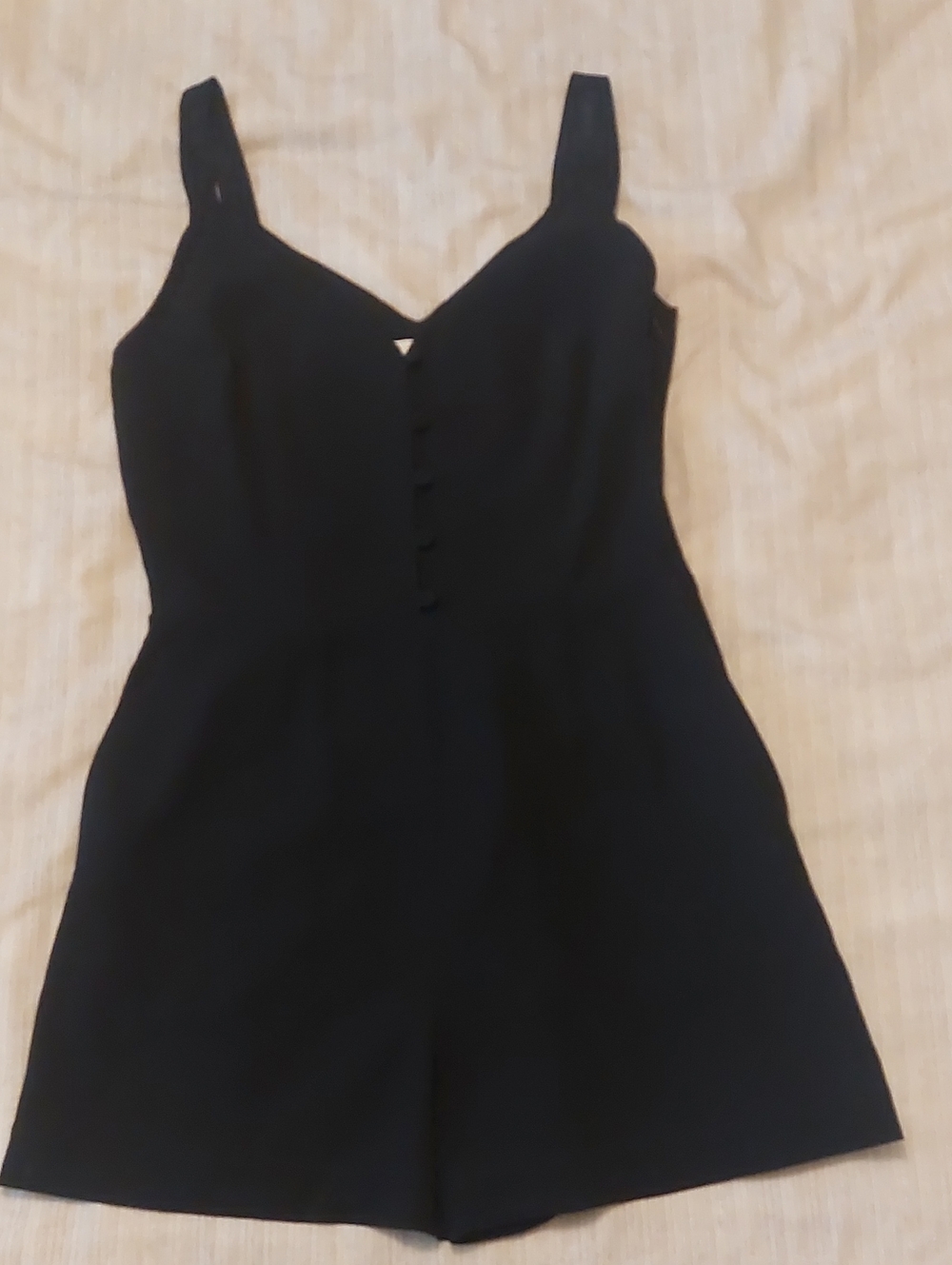 Little Moon Black Sleeveless Button-Front Romper